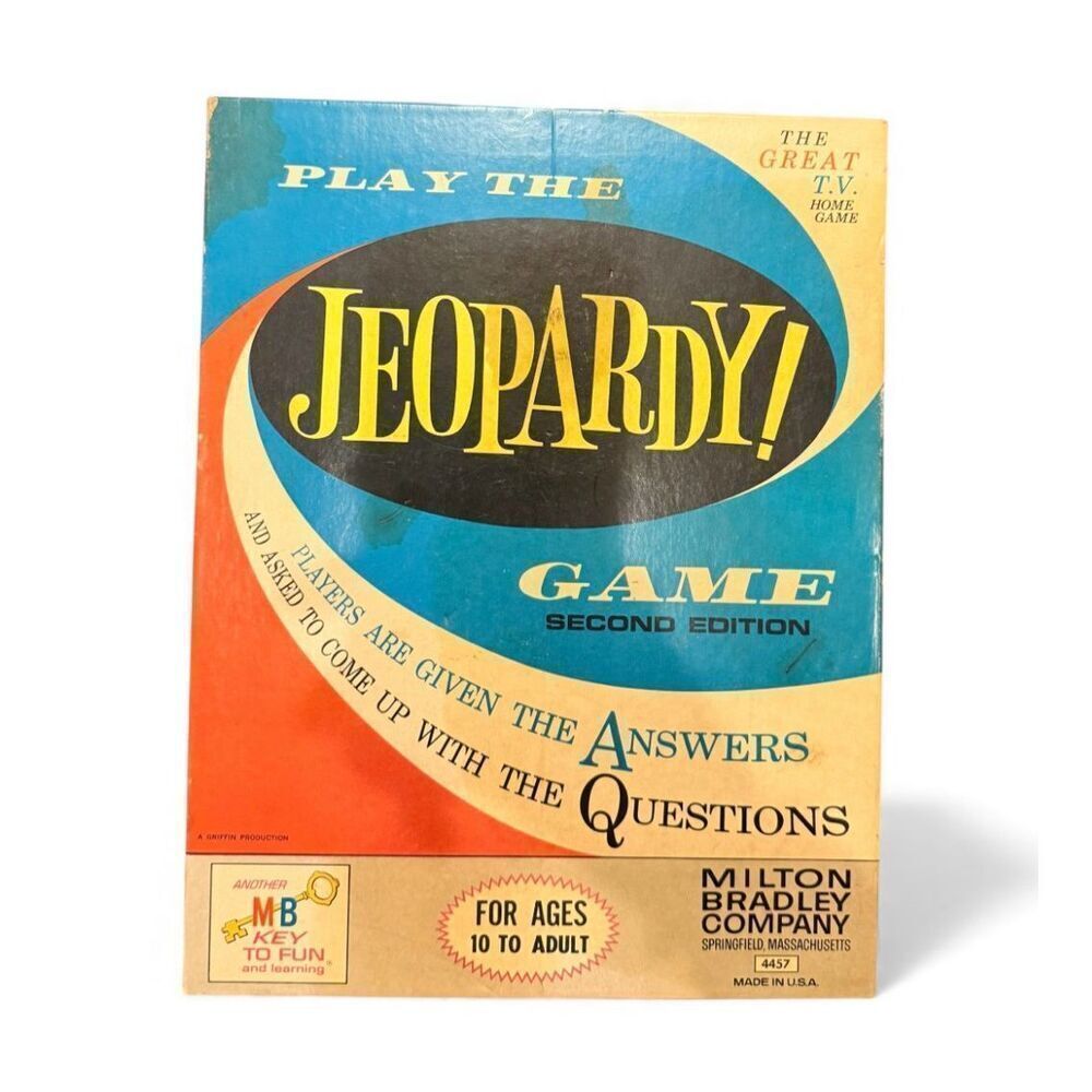 Jeopardy, Board Game, 1964, Second Edition, Milton Bradley Vintage